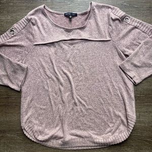 Adrienne Vittadini Cut Out Sweater Soft Pink Size XL